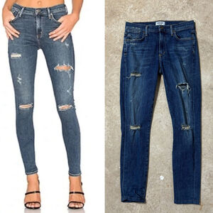 AGOLDE Blue Jeans Women’s Size 27 Skinny Distressed Zipper Fly Dark Wash